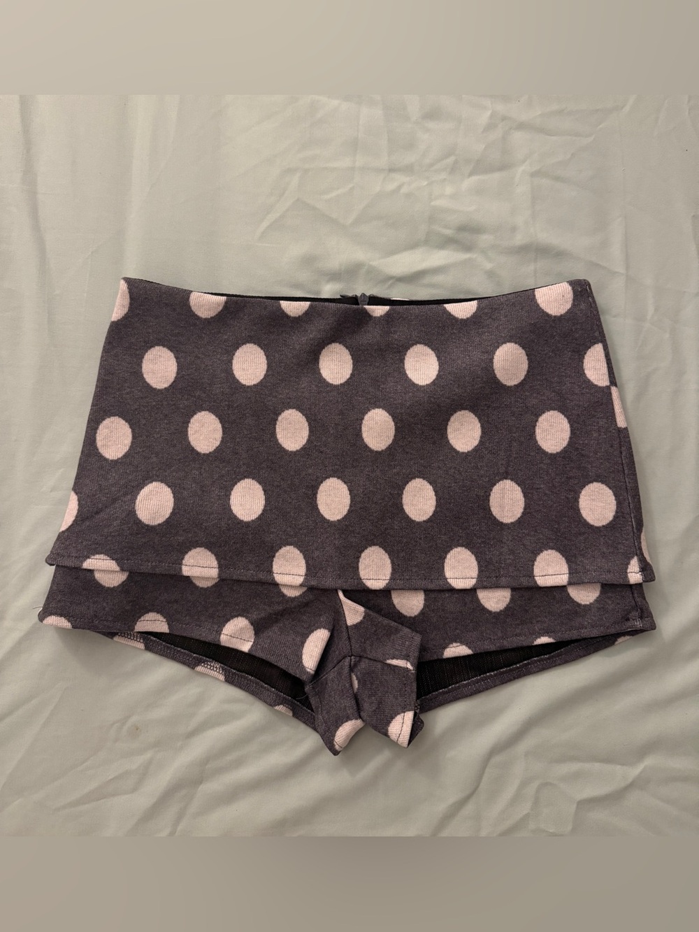 Grey polka dot skort with built-in shorts